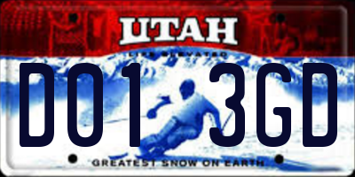 UT license plate D013GD