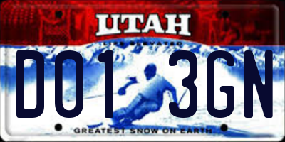 UT license plate D013GN