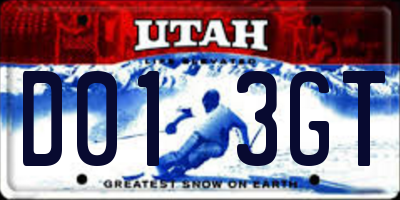 UT license plate D013GT