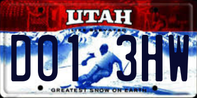 UT license plate D013HW