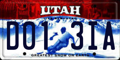 UT license plate D013IA