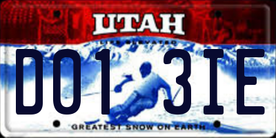 UT license plate D013IE