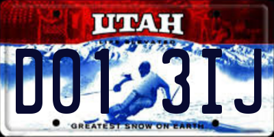 UT license plate D013IJ