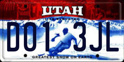 UT license plate D013JL