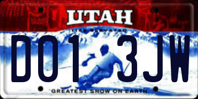 UT license plate D013JW