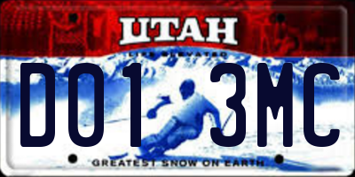 UT license plate D013MC