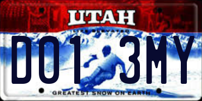UT license plate D013MY