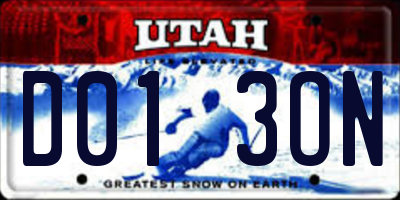 UT license plate D013ON