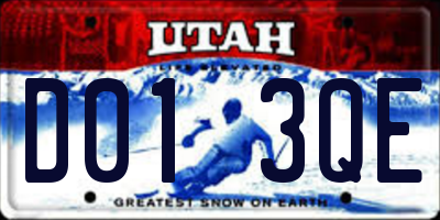 UT license plate D013QE