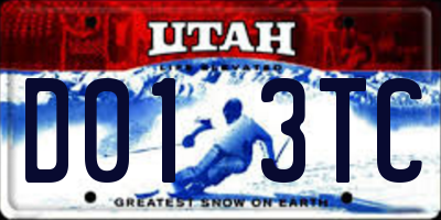UT license plate D013TC