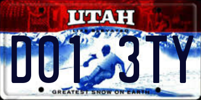 UT license plate D013TY