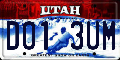 UT license plate D013UM
