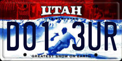 UT license plate D013UR