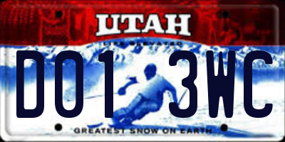 UT license plate D013WC