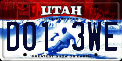 UT license plate D013WE