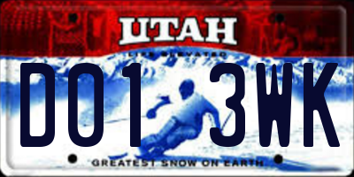 UT license plate D013WK