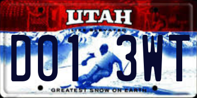 UT license plate D013WT