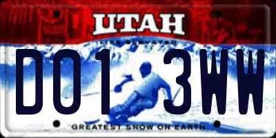 UT license plate D013WW