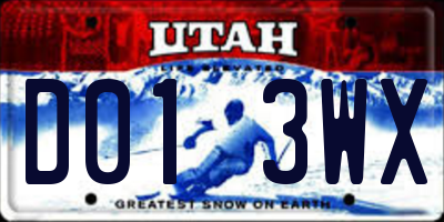 UT license plate D013WX