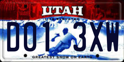 UT license plate D013XW