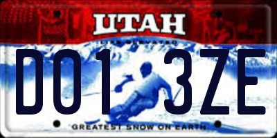 UT license plate D013ZE