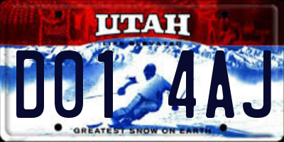 UT license plate D014AJ