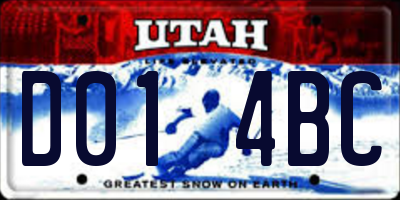 UT license plate D014BC