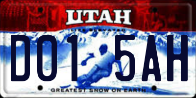 UT license plate D015AH
