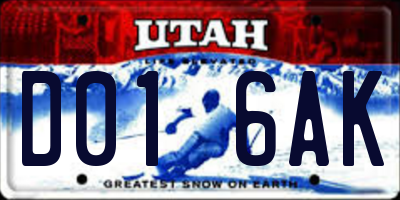 UT license plate D016AK