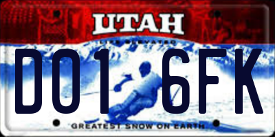 UT license plate D016FK