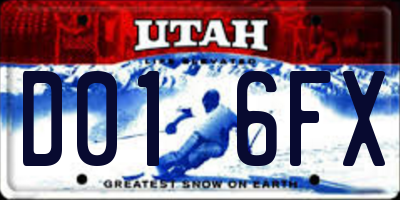 UT license plate D016FX