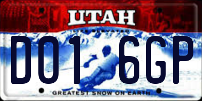 UT license plate D016GP