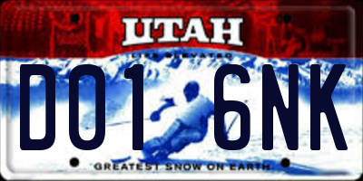 UT license plate D016NK