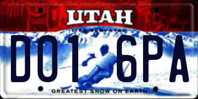 UT license plate D016PA