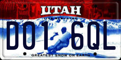 UT license plate D016QL