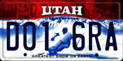 UT license plate D016RA
