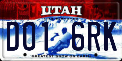 UT license plate D016RK