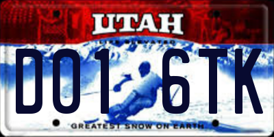 UT license plate D016TK