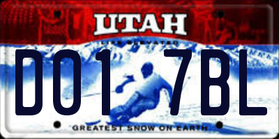 UT license plate D017BL