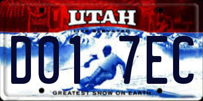 UT license plate D017EC