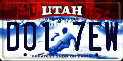 UT license plate D017EW