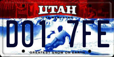 UT license plate D017FE
