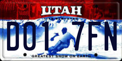 UT license plate D017FN