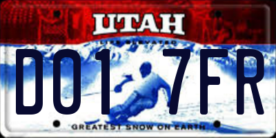 UT license plate D017FR