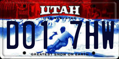 UT license plate D017HW