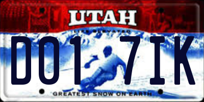 UT license plate D017IK