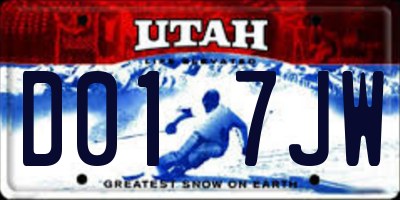 UT license plate D017JW