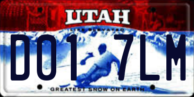 UT license plate D017LM