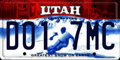 UT license plate D017MC