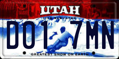 UT license plate D017MN